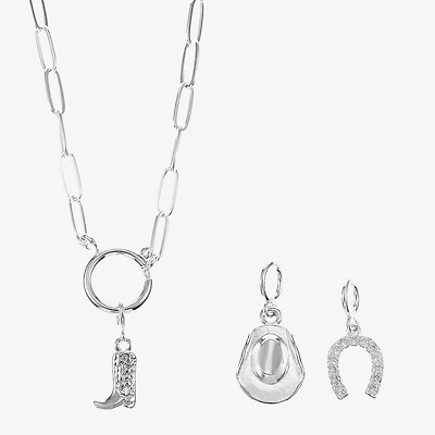 Sparkle Allure Western Womens Cubic Zirconia Paperclip 3-pc. Pendant Necklace Set