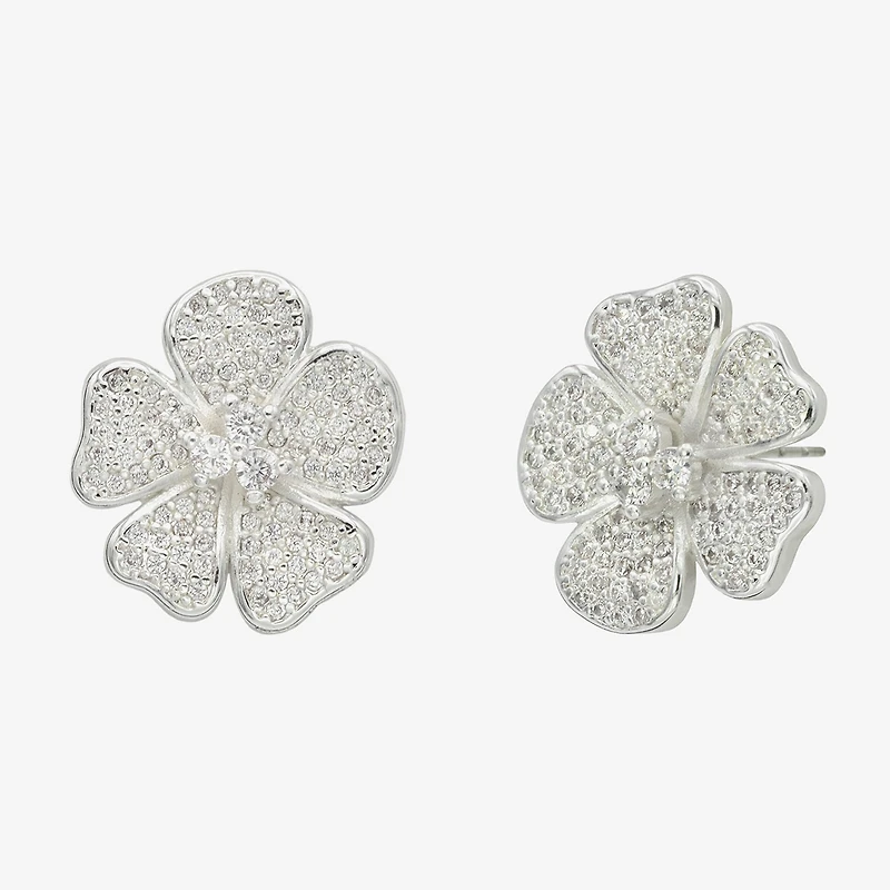 Sparkle Allure Cubic Zirconia 16.9mm Flower Stud Earrings
