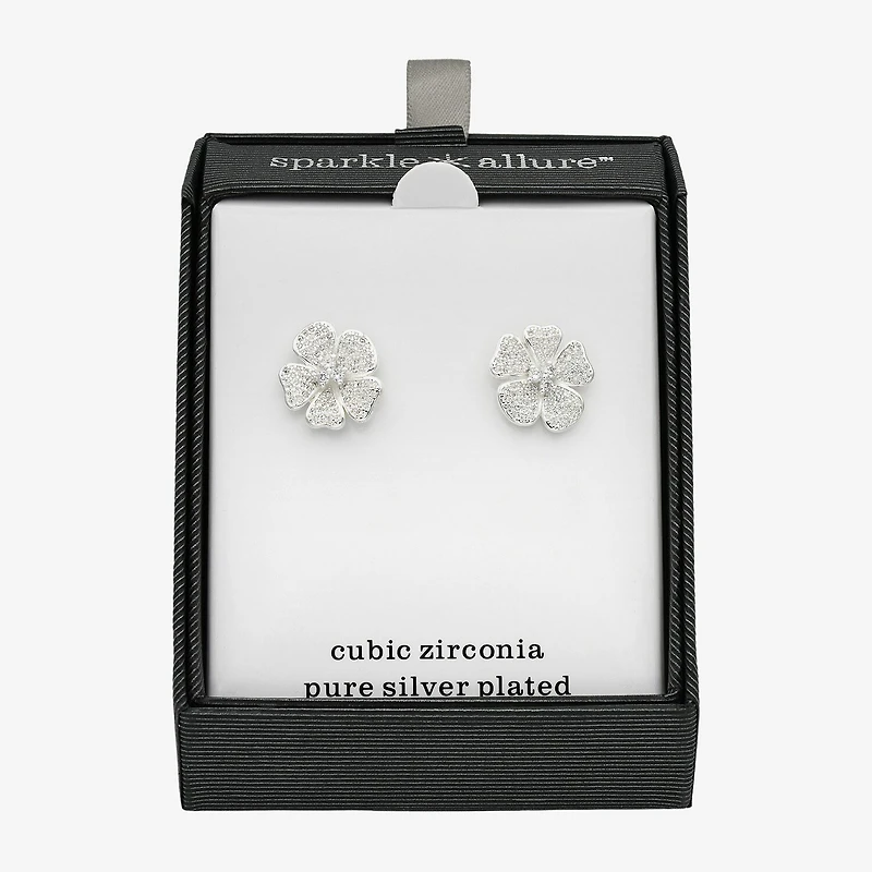 Sparkle Allure Cubic Zirconia 16.9mm Flower Stud Earrings