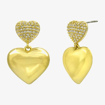 Sparkle Allure Womens Cubic Zirconia 14K Gold Over Brass Pure Silver Over Brass Heart Drop Earrings