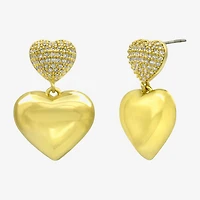 Sparkle Allure Womens Cubic Zirconia 14K Gold Over Brass Pure Silver Over Brass Heart Drop Earrings