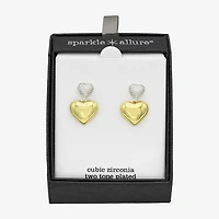 Sparkle Allure Womens Cubic Zirconia 14K Gold Over Brass Pure Silver Over Brass Heart Drop Earrings
