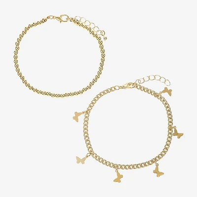 Sparkle Allure Womens 2-pc. 14K Gold Over Brass Bracelet Set