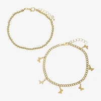Sparkle Allure Womens 2-pc. 14K Gold Over Brass Bracelet Set
