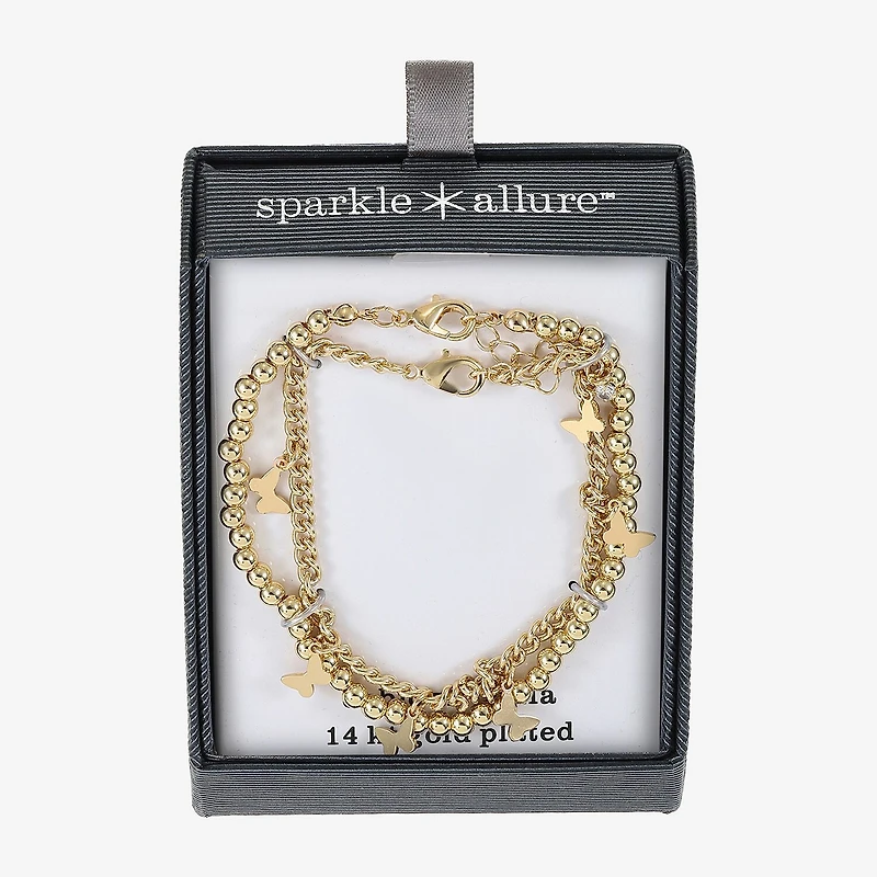 Sparkle Allure Womens 2-pc. 14K Gold Over Brass Bracelet Set