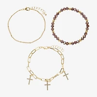 Sparkle Allure Womens 3-pc. Purple Glass 14K Gold Over Brass Bracelet Set