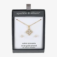 Sparkle Allure Womens Cubic Zirconia 14K Gold Over Brass Clover 2-pc. Jewelry Set