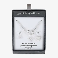 Sparkle Allure Womens Cubic Zirconia Bow Heart 3-pc. Pendant Necklace Set