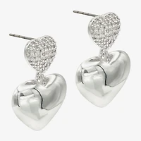 Sparkle Allure Womens Cubic Zirconia Pure Silver Over Brass Heart Drop Earrings
