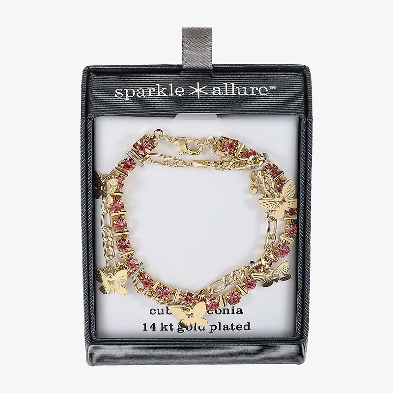 Sparkle Allure Womens 2-pc. Red Crystal 14K Gold Over Brass Bracelet Set