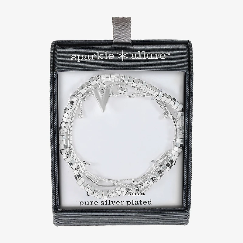 Sparkle Allure Womens 3-pc. Cubic Zirconia Pure Silver Over Brass Bracelet Set