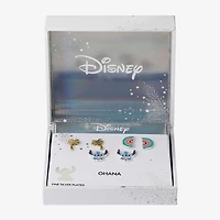 Disney Classics Palm Tree And Rainbow Womens 10K Gold Over Brass Lilo & Stitch 3 Pair Earring Set