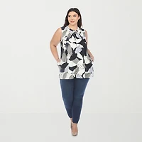 White Mark Plus Womens Crew Neck Sleeveless Tunic Top
