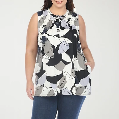 White Mark Plus Womens Crew Neck Sleeveless Tunic Top