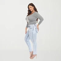 White Mark Womens Plus Stretch Fabric Mid Rise Skinny Fit Jean