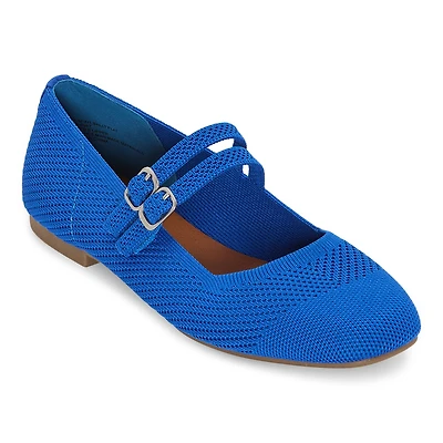 Mixit Double Buckle Mary Jane Womens Square Closed Toe Ballet Flats