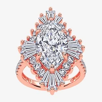 (G-H / Vs2-Si1) Womens 6 3/4 Ct. T.W. Lab Grown White Diamond 10K Gold Marquise Side Stone Cocktail Ring