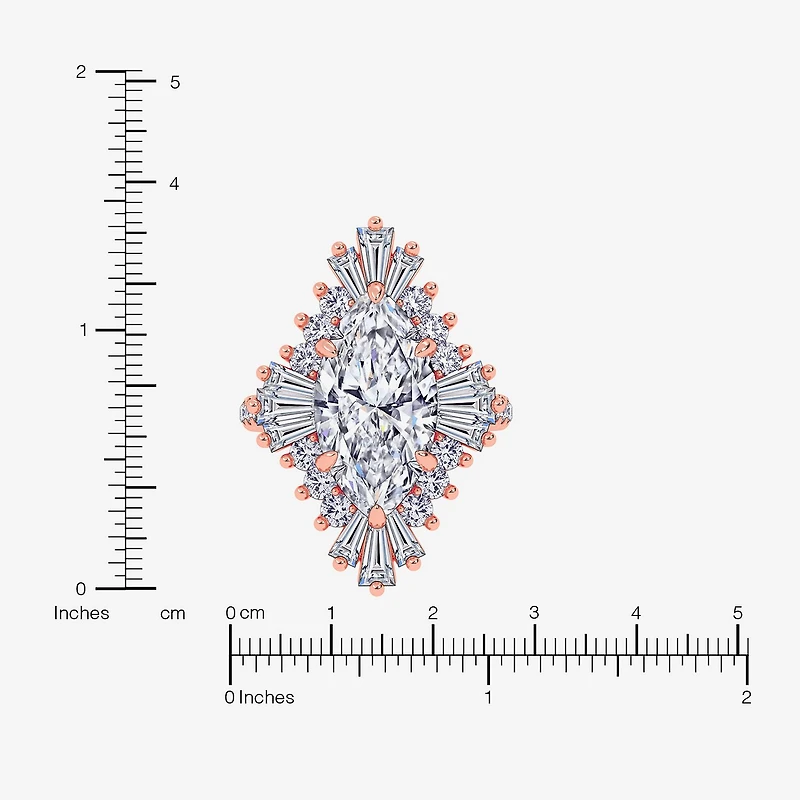 (G-H / Vs2-Si1) Womens 6 3/4 Ct. T.W. Lab Grown White Diamond 10K Gold Marquise Side Stone Cocktail Ring