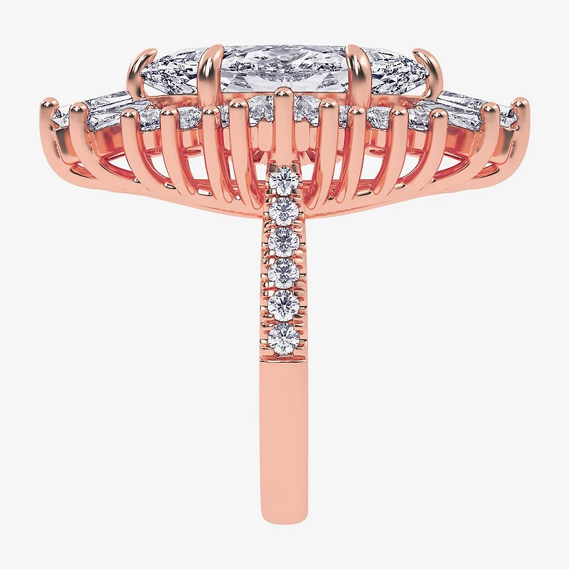 (G-H / Vs2-Si1) Womens 6 3/4 Ct. T.W. Lab Grown White Diamond 10K Gold Marquise Side Stone Cocktail Ring