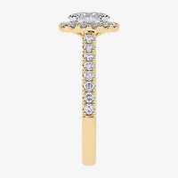 (F / Si2) Womens 1 CT. T.W. Lab Grown White Diamond 14K Gold Oval Side Stone Engagement Ring