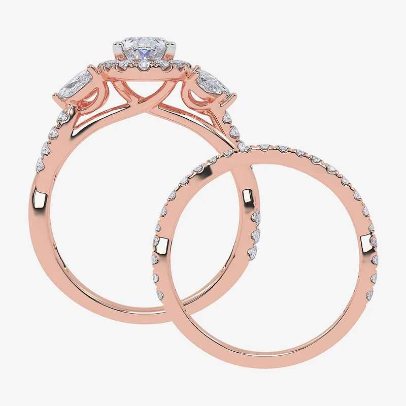 Signature By Modern Bride (G-H,Vs2-Si1) Womens 1 1/2 CT. T.W. Lab Grown White Diamond 14K Gold Oval Halo Engagement Ring