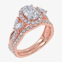 Signature By Modern Bride (G-H,Vs2-Si1) Womens 1 1/2 CT. T.W. Lab Grown White Diamond 14K Gold Oval Halo Engagement Ring