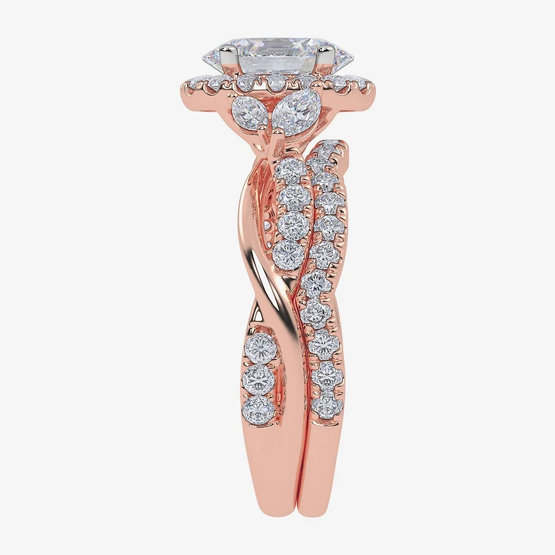 Signature By Modern Bride (G-H,Vs2-Si1) Womens 1 1/2 CT. T.W. Lab Grown White Diamond 14K Gold Oval Halo Engagement Ring