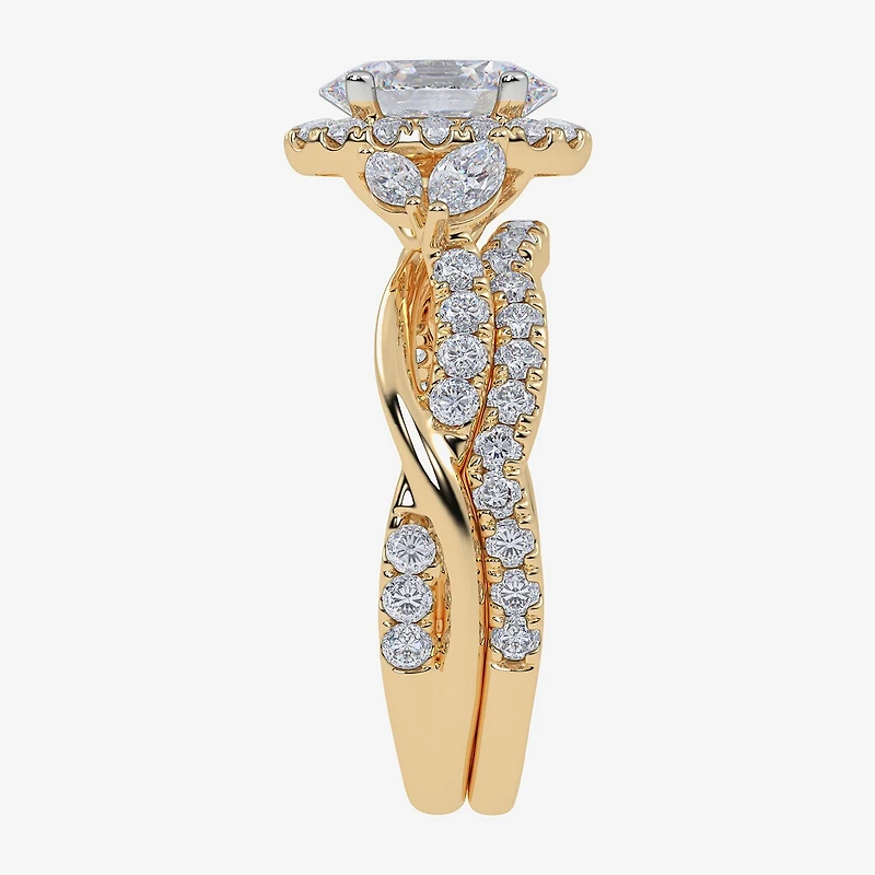 Signature By Modern Bride (G-H,Vs2-Si1) Womens 1 1/2 CT. T.W. Lab Grown White Diamond 14K Gold Oval Halo Engagement Ring