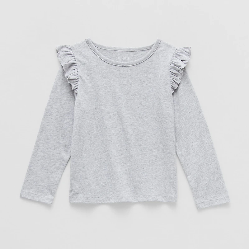 Okie Dokie Toddler & Little Girls Round Neck Long Sleeve T-Shirt