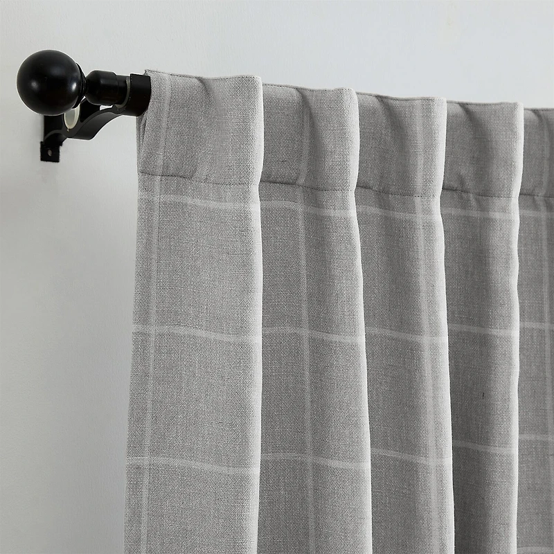 Elrene Home Fashions Sawyer Windowpane Rod Pocket Back Tab Energy Saving Blackout Single Curtain Panel