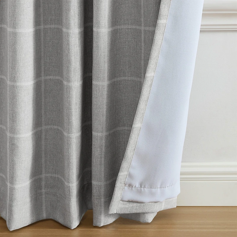Elrene Home Fashions Sawyer Windowpane Rod Pocket Back Tab Energy Saving Blackout Single Curtain Panel