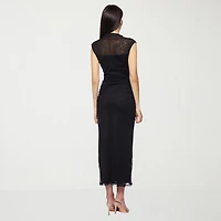 Premier Amour Womens Midi Cowl Neck Sleeveless Sheath Dress