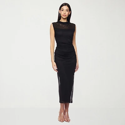 Premier Amour Womens Midi Cowl Neck Sleeveless Sheath Dress