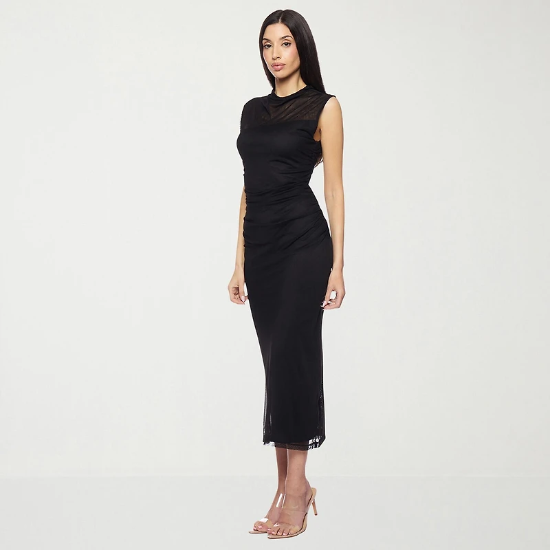 Premier Amour Womens Midi Cowl Neck Sleeveless Sheath Dress