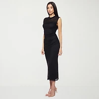 Premier Amour Womens Midi Cowl Neck Sleeveless Sheath Dress