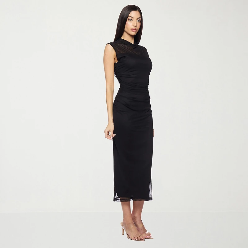 Premier Amour Womens Midi Cowl Neck Sleeveless Sheath Dress