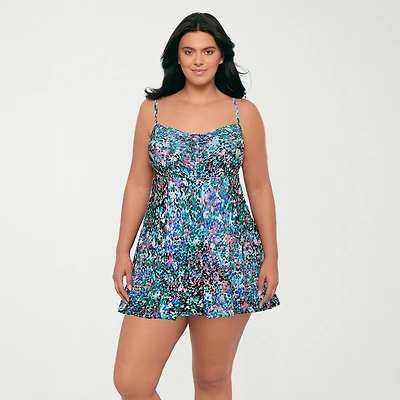 Sonnet Shores Womens Dots Plus Swim Dress