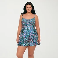 Sonnet Shores Womens Dots Plus Swim Dress