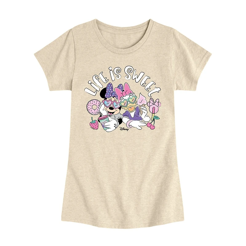 Disney Collection Toddler Girls Crew Neck Short Sleeve Regular Fit Daisy Duck Minnie Mouse Graphic T-Shirt