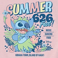 Disney Collection Big Kid Girls Crew Neck Short Sleeve Regular Fit Lilo & Stitch Graphic T-Shirt