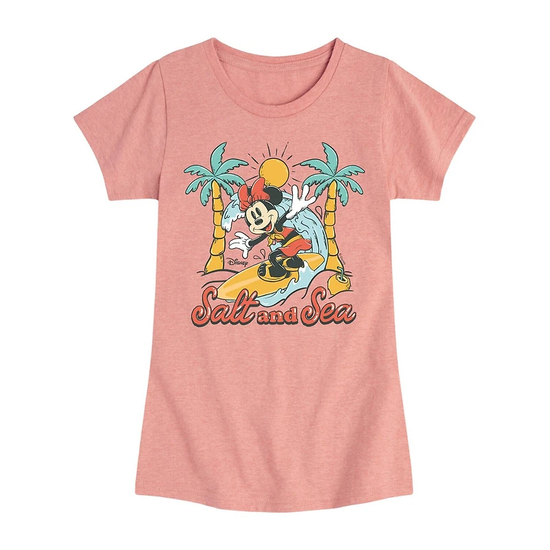 Disney Collection Big Kid Girls Crew Neck Short Sleeve Regular Fit Minnie Mouse Graphic T-Shirt