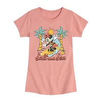 Disney Collection Big Kid Girls Crew Neck Short Sleeve Regular Fit Minnie Mouse Graphic T-Shirt