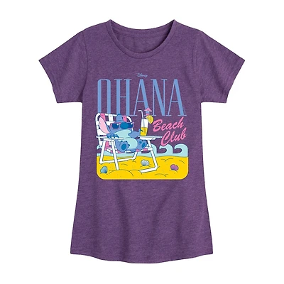 Disney Collection Big Kid Girls Crew Neck Short Sleeve Regular Fit Lilo & Stitch Graphic T-Shirt