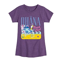 Disney Collection Big Kid Girls Crew Neck Short Sleeve Regular Fit Lilo & Stitch Graphic T-Shirt
