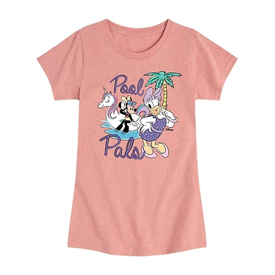 Disney Collection Toddler Girls Crew Neck Short Sleeve Regular Fit Daisy Duck Minnie Mouse Graphic T-Shirt