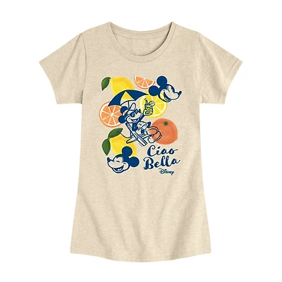 Disney Collection Big Kid Girls Crew Neck Short Sleeve Regular Fit Minnie Mouse Graphic T-Shirt