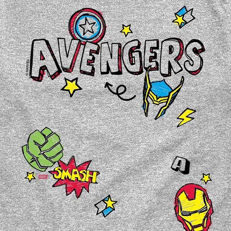 Disney Collection Big Kid Boys Crew Neck Short Sleeve Regular Fit Avengers Marvel Graphic T-Shirt