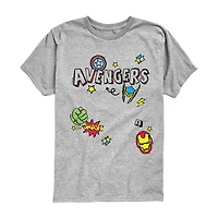 Disney Collection Big Kid Boys Crew Neck Short Sleeve Regular Fit Avengers Marvel Graphic T-Shirt