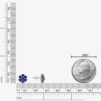 Lab Created Blue Sapphire Sterling Silver 9mm Flower Stud Earrings