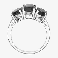 Womens Genuine Black Onyx Sterling Silver Oval 3-Stone Cocktail Ring